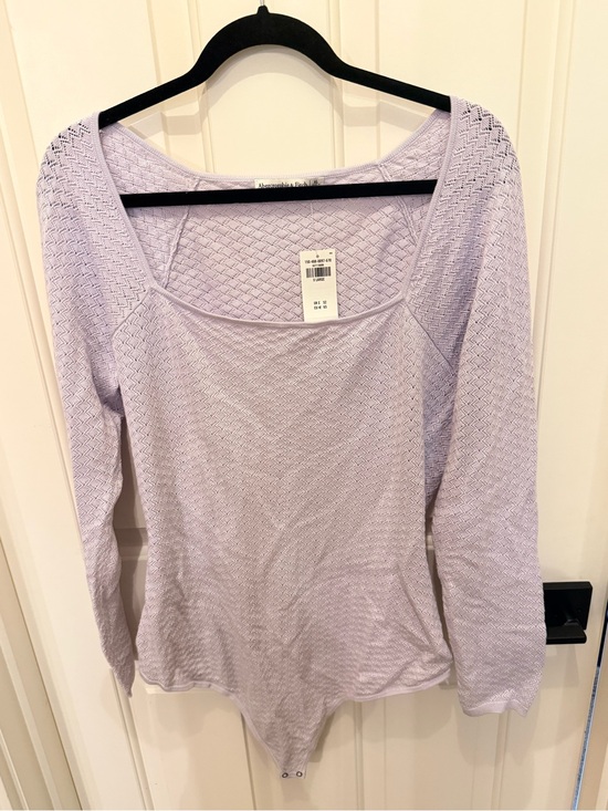 Abercrombie & Fitch Tops - Abercrombie & Fitch Light Lavender Textured Square-Neck Bodysuit